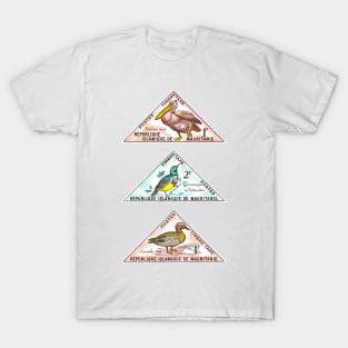 Vintage 1963 Mauritania birds postage stamps T-Shirt